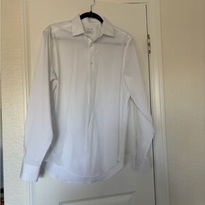 Calvin Klein Men's White refined cotton Dress Shirt